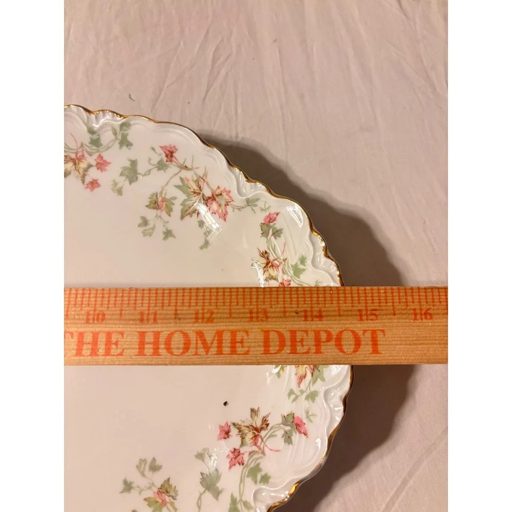 Hutschenreuther Selb Platters Set 2 White Pink Floral Bavaria US Zone Good 15in